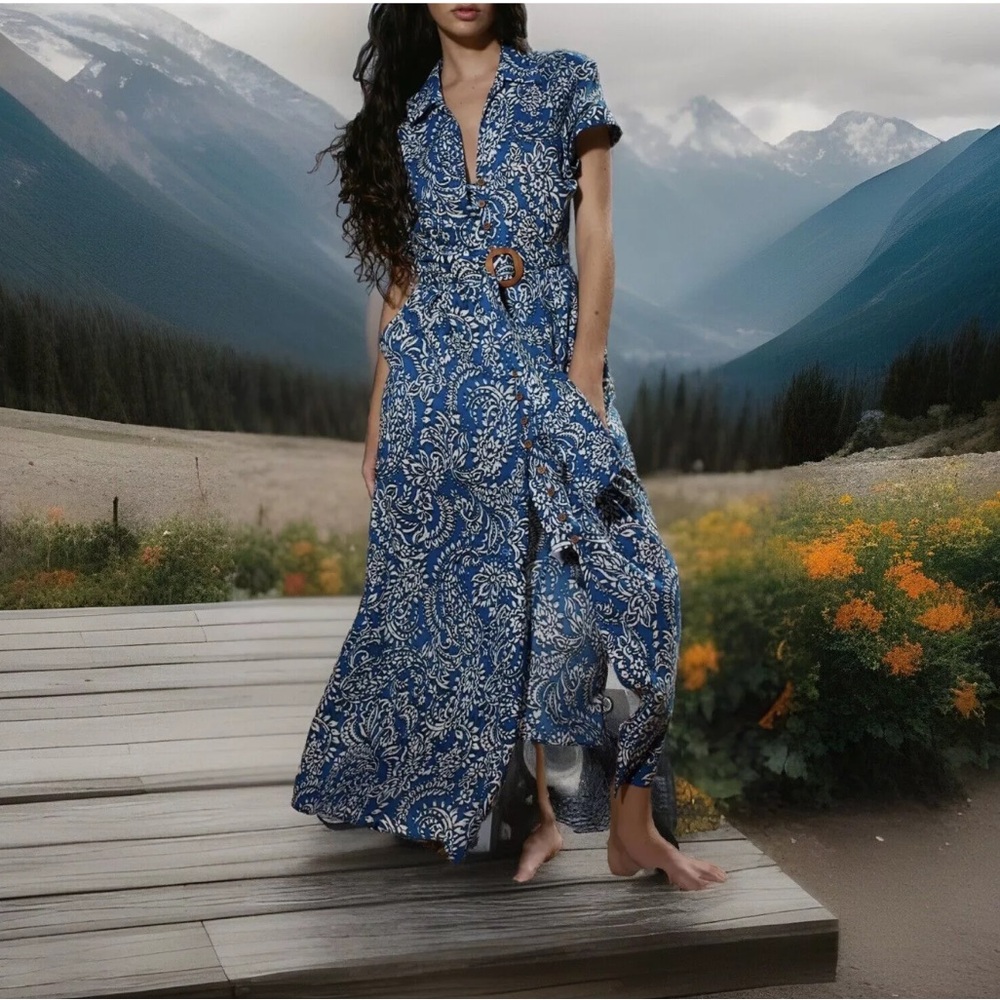 Zara NWT cotton printed midi dress